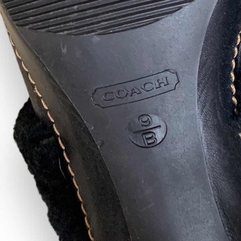 COACH - High Heel Mule Slip On Clog Faux Fur -4" heel - Black- Sz 9 - Picture 8 of 9